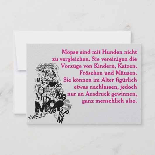 Mops Dog Einladungen (Vorderseite)