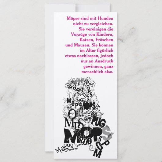 Mops Dog Einladungen (Vorderseite)