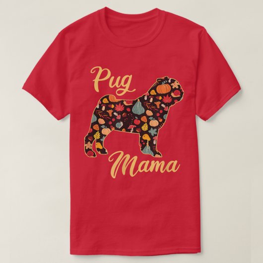 Mops Dog Fall Pattern Pumpkin Herbst lässt Hunde M T-Shirt (Design vorne)