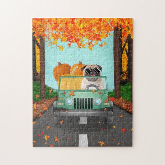 Mops Dog Fall Pumpkin Puzzle (Vertikal)
