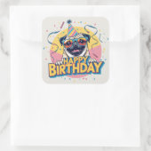 Mops Dog farbenfroh Quadratischer Aufkleber (Tasche)