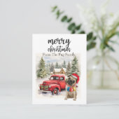 MOPS Dog Frohe Weihnachten auf Red Gold Marmor (Stehend Vorderseite)