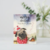 MOPS Dog Frohe Weihnachten auf Red Gold Marmor (Stehend Vorderseite)