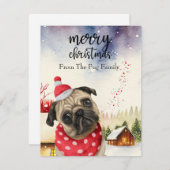 MOPS Dog Frohe Weihnachten auf Red Gold Marmor (Vorne/Hinten)