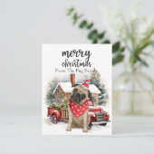 MOPS Dog Frohe Weihnachten auf Red Gold Marmor (Stehend Vorderseite)