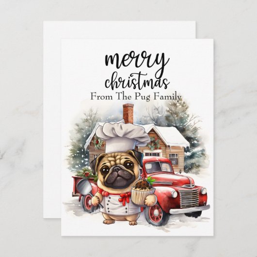 MOPS Dog Frohe Weihnachten auf Red Gold Marmor (Vorne/Hinten)