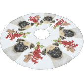 Mops Dog Fun Weihnachten | weiß Polyester Weihnachtsbaumdecke (Schrägansicht)