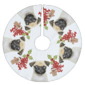 Mops Dog Fun Weihnachten | weiß Polyester Weihnachtsbaumdecke (Vorderseite)