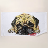 Mops Dog Funny Beach Handtuch - Ihre Farben (Vorderseite)