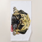 Mops Dog Funny Beach Handtuch - Ihre Farben (Vorderseite)