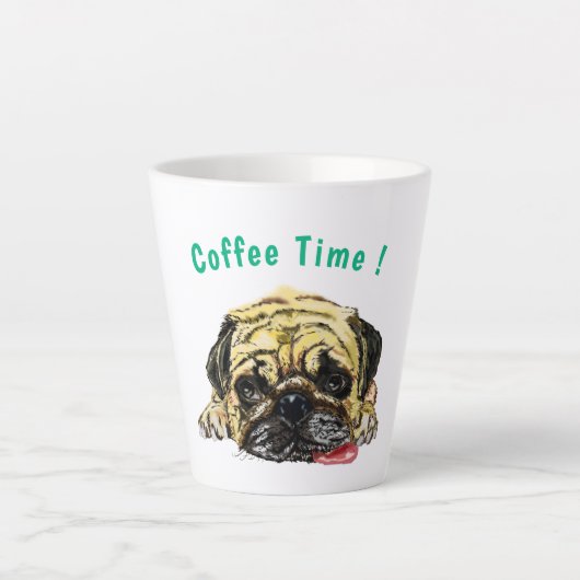 Mops Dog Funny Latte Tasse - Benutzerdefinierter T (Vorderseite)