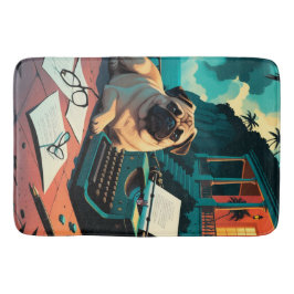 Mops Dog Gentleman Vintag Badematte