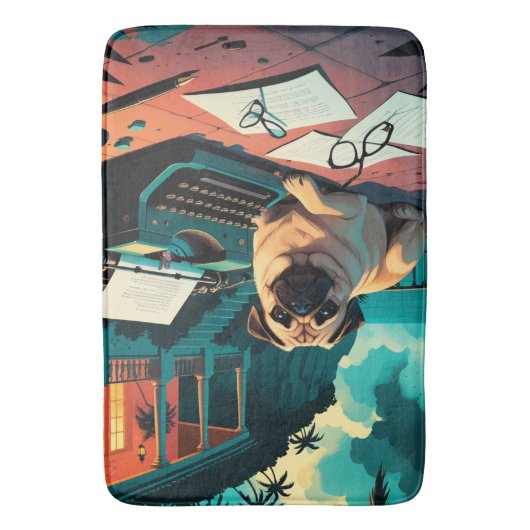 Mops Dog Gentleman Vintag Badematte (Vorderseite Vertikal)