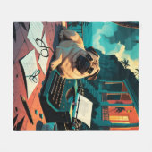 Mops Dog Gentleman Vintag Fleecedecke (Vorderseite (Horizontal))