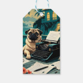 Mops Dog Gentleman Vintag Geschenkanhänger (Rückseite)