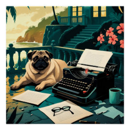 Mops Dog Gentleman Vintag Poster