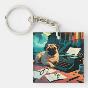Mops Dog Gentleman Vintag Schlüsselanhänger