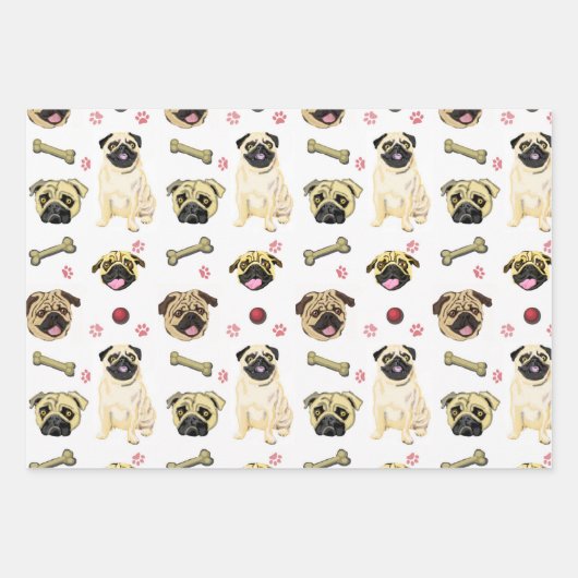 Mops Dog Geschenkgutschrift Wrap Set Geschenkpapier Set (Vorderseite 3)