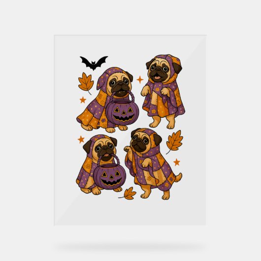 Mops Dog Ghost Halloween Spooky Acrylschild (Vorderseite)