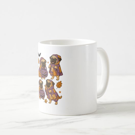 Mops Dog Ghost Halloween Spooky Kaffeetasse (VorderseiteRechts)