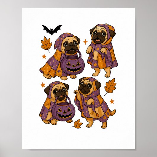 Mops Dog Ghost Halloween Spooky Poster (Vorne)