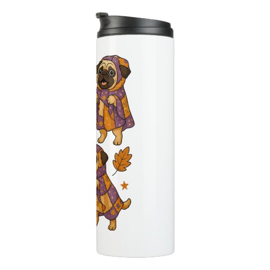 Mops Dog Ghost Halloween Spooky Thermosbecher (Nach rechts gedreht)