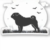 Mops Dog - Halloween Moon Silhouette Classic T-Shi Aufkleber (Vorderseite)