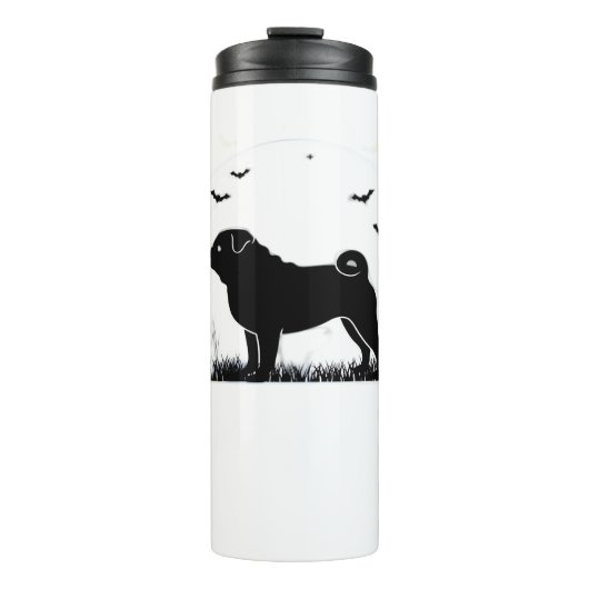 Mops Dog - Halloween Moon Silhouette Classic T-Shi Thermosbecher (Vorderseite)