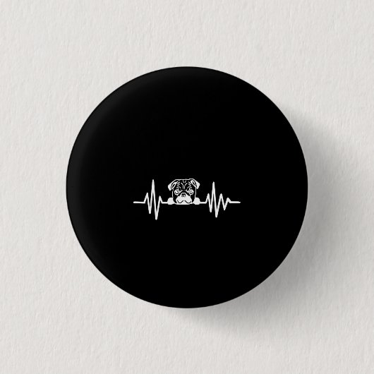 Mops Dog Heartbeat | NIEDLICHE MOPS Button (Vorderseite)