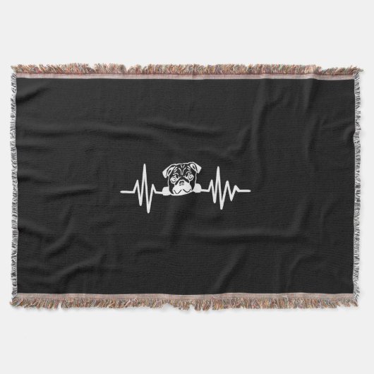 Mops Dog Heartbeat | NIEDLICHE MOPS Decke (Vorderseite)