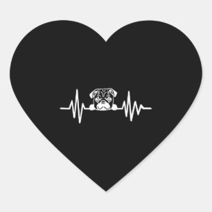 Mops Dog Heartbeat NIEDLICHE MOPS Herz-Aufkleber