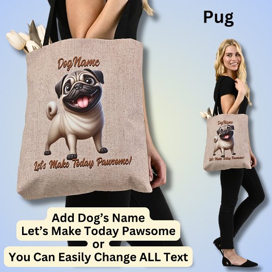 Mops - Dog hinzufügen, Text ändern Tasche