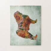 Mops Dog Jigsaw Puzzle auf Grün (Vertikal)