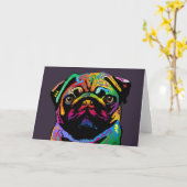 Mops Dog Karte (Gelbe Blume)