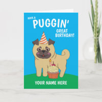 Mops Dog Kawaii Geburtstagskarte