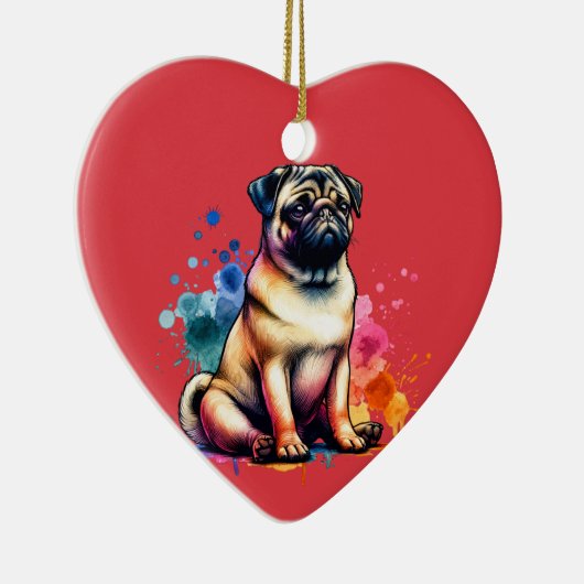 Mops Dog Keramik Ornament (Rechts)