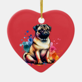 Mops Dog Keramik Ornament
