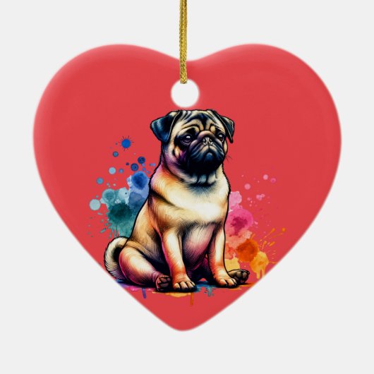 Mops Dog Keramik Ornament (Hinten)