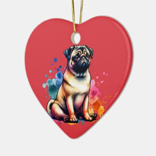 Mops Dog Keramik Ornament (Links)