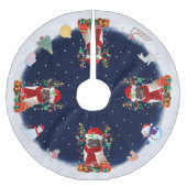 Mops Dog Lass es schneien Polyester Weihnachtsbaumdecke (Vorderseite)