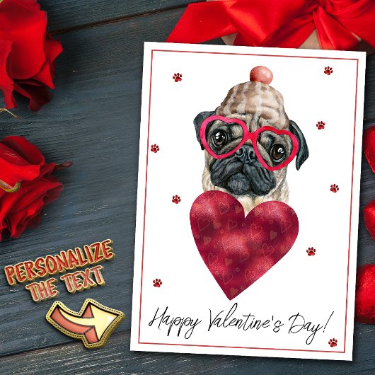 Mops Dog Lover Valentine Geschenk Feiertagskarte