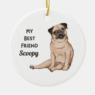 Mops Dog Mein bester Freund Individuelle Name Auto Keramik Ornament