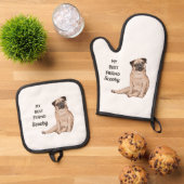 Mops Dog Mein bester Freund Individuelle Name Ofenhandschuh & Topflappen-Set (Oben Unten)