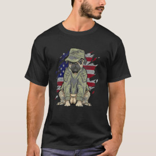 Mops Dog Memorial Day 4. Juli American Flag USA T-Shirt