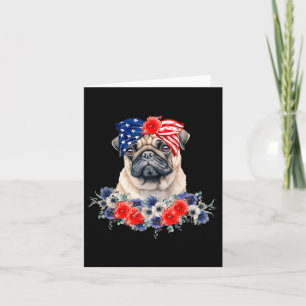 Mops Dog Ndana American Flag 4. Juli Karte