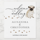 MOPS Dog Niedlich Hochzeit Weinetikett (Einzelnes Label)