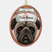 Mops Dog Nurse Keramik Ornament (Rechts)