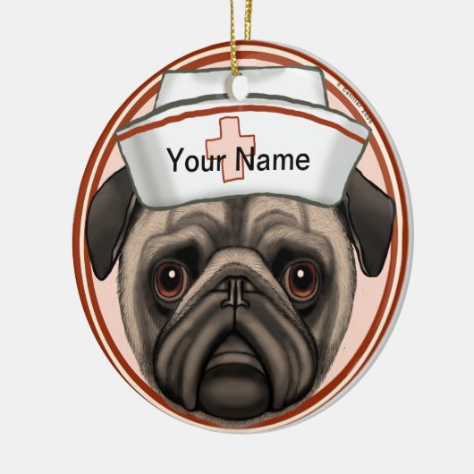 Mops Dog Nurse Keramik Ornament (Links)