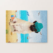 Mops Dog on Beach Puzzle (Horizontal)
