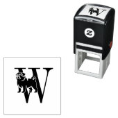 Mops Dog Over Simple Single Initial #3 Permastempel (Beispiel)